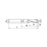 Solid carbide milling Ball nose cutter long shank High performance machining of non-ferrous metals 5566R302NH - Makotools Industrial Supply Tools for Metal Cutting